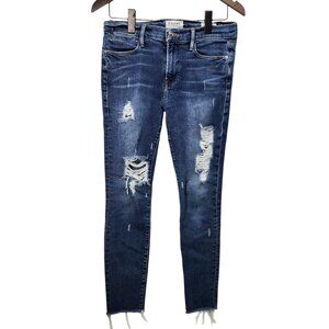 Frame Denim Le High Skinny Jeans Distressed Mid-Rise Womens Size 28‎ Blue